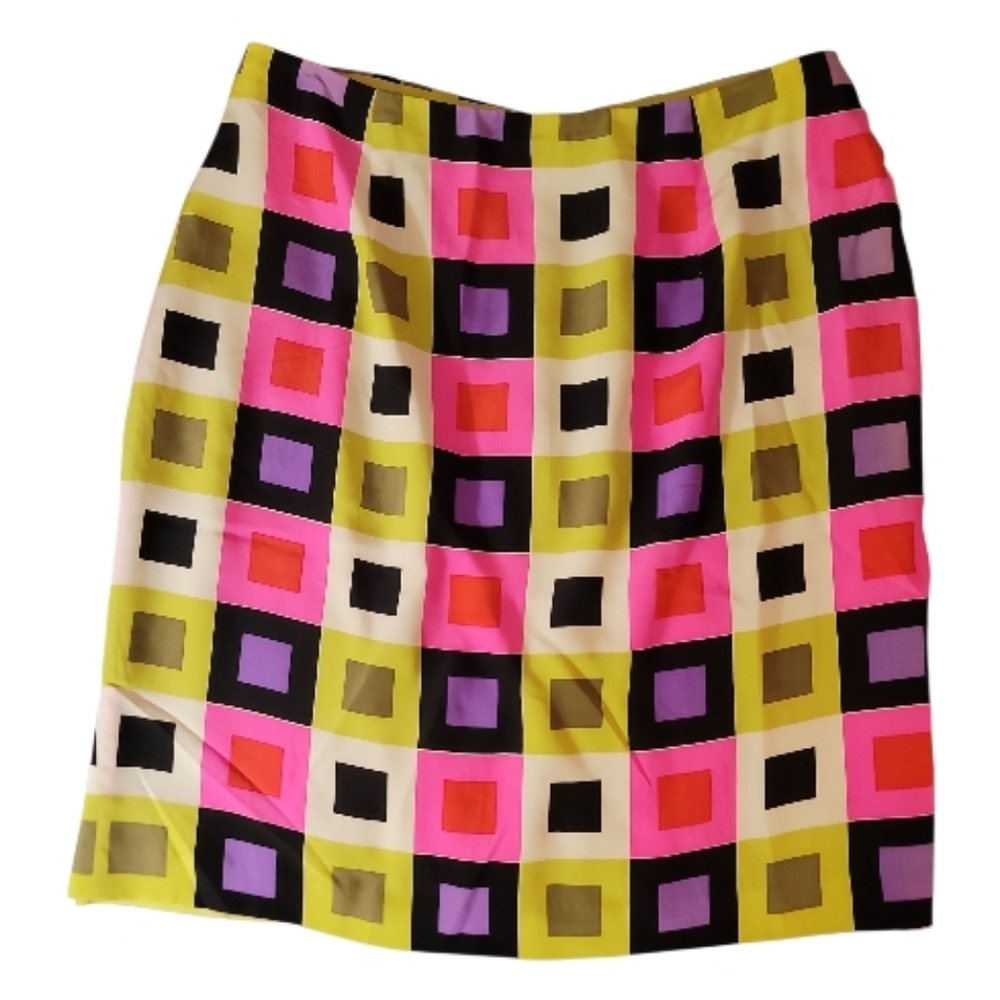 Skirt Silk Geometric Squares Preppy Luxury Business Coquette Girl Glam